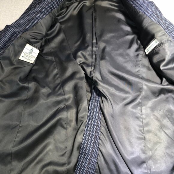 Vintage Austin Reed Mens Blazer Sport Coat 2 Button Blue Grey Tweed Size 42L - Picture 10 of 13